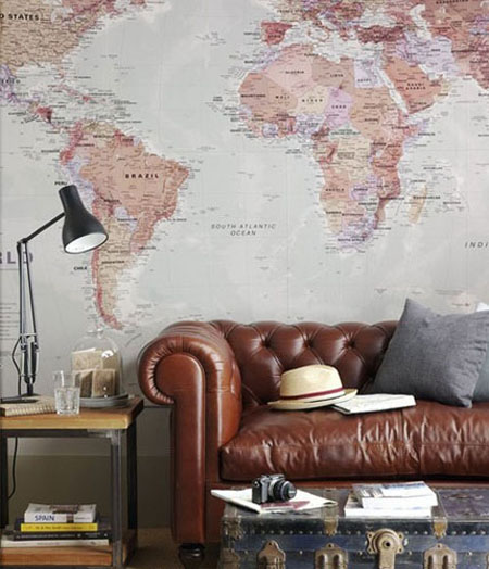 8款創意地圖背景墻 像這樣掛墻上才好看!